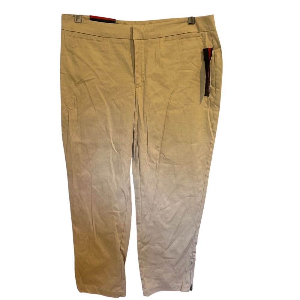 NWT SOFIA by Sofia Vergara Tan Capri Cropped Pants Zipper Detail Tan Size 6